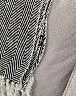 Hot Beliani Coperta TANGIER Cotone 130 x 160 cm Nero Bianco Nero