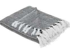 Hot Beliani Coperta TANGIER Cotone 130 x 160 cm Nero Bianco Nero
