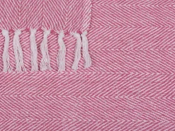 Discount Beliani Coperta TANGIER Cotone 130 x 160 cm Rosa Bianco Rosa