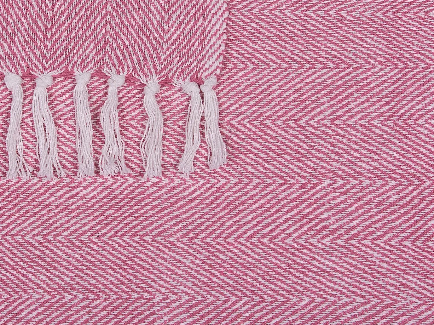 Discount Beliani Coperta TANGIER Cotone 130 x 160 cm Rosa Bianco Rosa