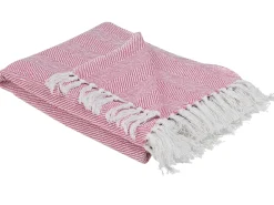 Discount Beliani Coperta TANGIER Cotone 130 x 160 cm Rosa Bianco Rosa