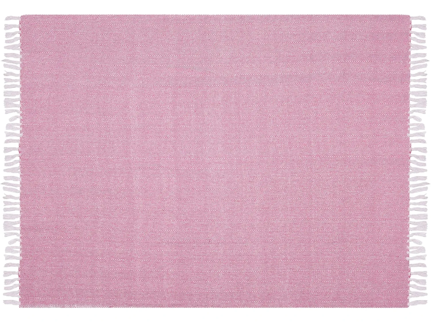 Discount Beliani Coperta TANGIER Cotone 130 x 160 cm Rosa Bianco Rosa