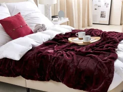 Discount Beliani Coperta TANTAN Bordeaux Beige Rosso