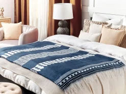 Discount Beliani Coperta TARLAY Tessuto 130 x 170 cm Blu