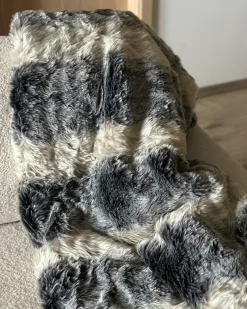 Sale Beliani Coperta TAZA Tessuto Grigio Bianco Grigio