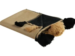 Best Beliani Coperta THUMKI Tessuto 130 x 170 cm Beige Beige Nero