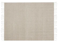 Sale Beliani Coperta TILMI Cotone 130 x 160 cm Beige chiaro Bianco Beige