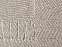 Sale Beliani Coperta TILMI Cotone 130 x 160 cm Beige chiaro Bianco Beige
