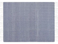 Discount Beliani Coperta TILMI Cotone 130 x 160 cm Blu Bianco Blu