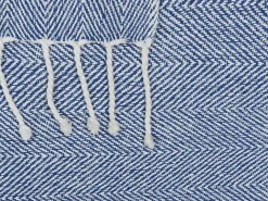 Discount Beliani Coperta TILMI Cotone 130 x 160 cm Blu Bianco Blu