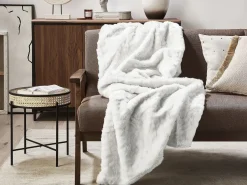 Hot Beliani Coperta TOURZA Tessuto Bianco