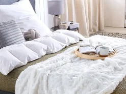 Hot Beliani Coperta TOURZA Tessuto Bianco