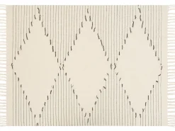 Clearance Beliani Coperta ULUYOL Cotone 130 x 170 cm Beige Beige Nero