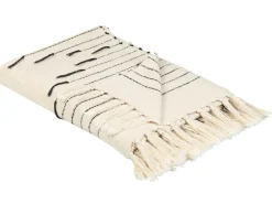 Clearance Beliani Coperta ULUYOL Cotone 130 x 170 cm Beige Beige Nero