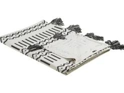Sale Beliani Coperta UNNAO Cotone 130 x 180 cm Bianco Bianco Nero
