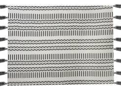 Sale Beliani Coperta UNNAO Cotone 130 x 180 cm Bianco Bianco Nero