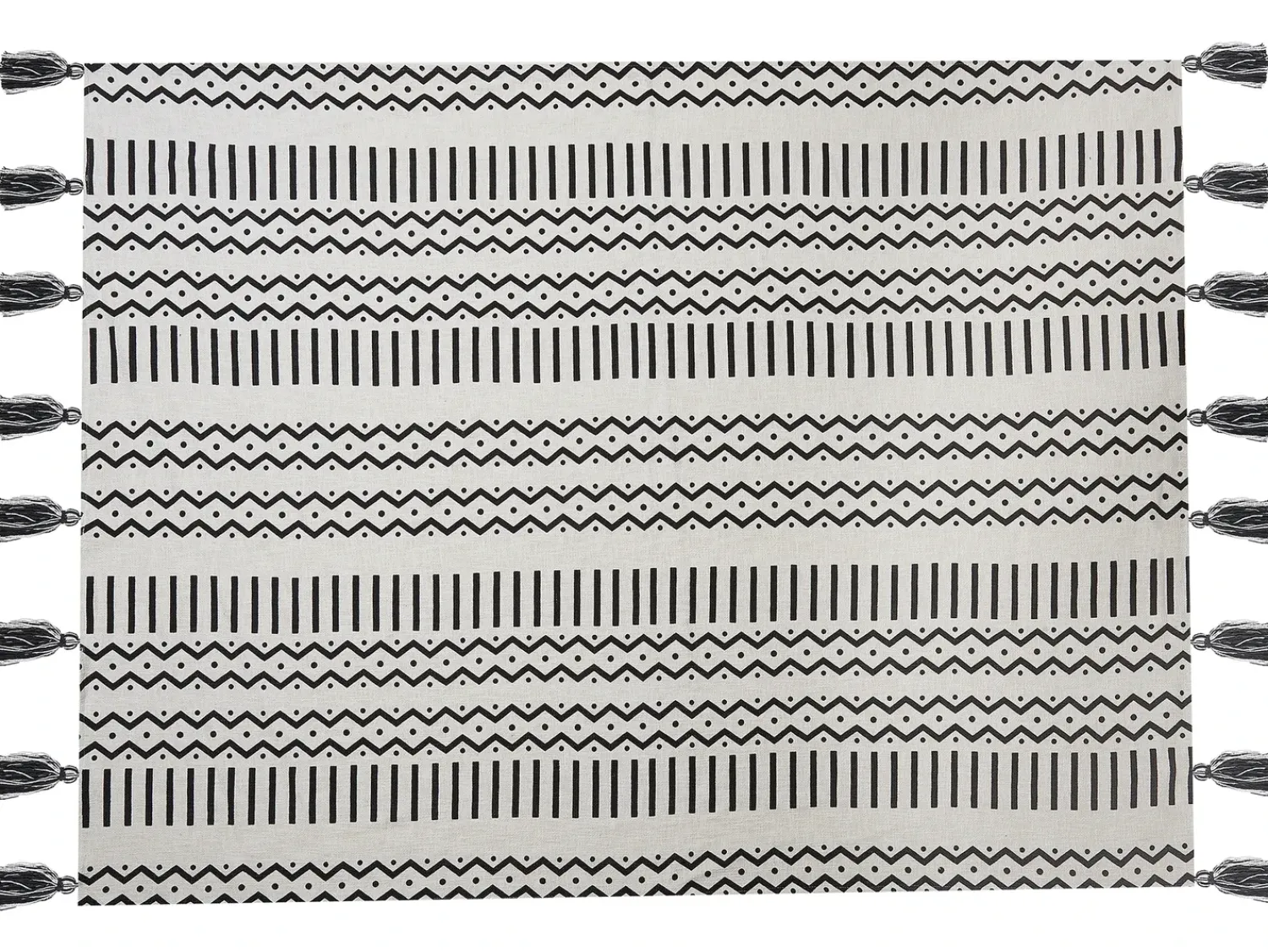 Sale Beliani Coperta UNNAO Cotone 130 x 180 cm Bianco Bianco Nero
