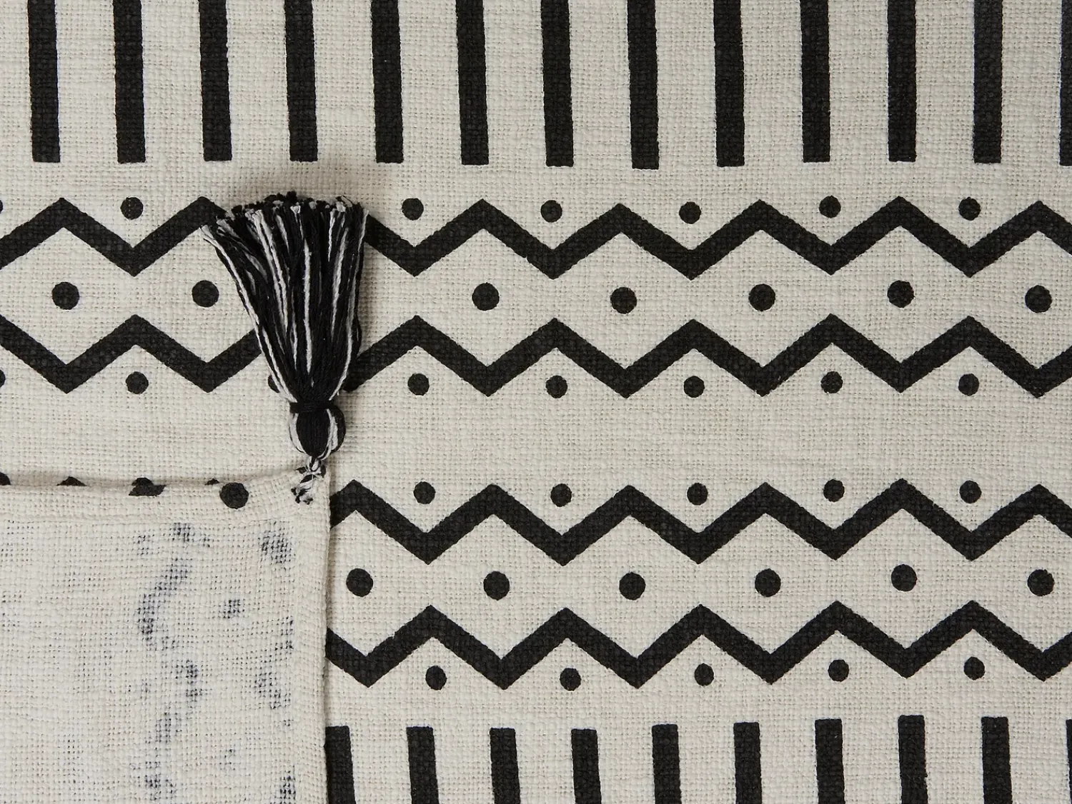 Sale Beliani Coperta UNNAO Cotone 130 x 180 cm Bianco Bianco Nero