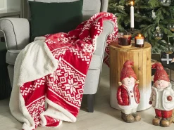Hot Beliani Coperta VANTAA 150 x 200 cm Rosso Bianco Rosso