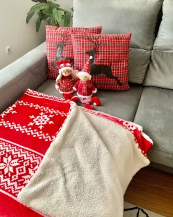 Hot Beliani Coperta VANTAA 150 x 200 cm Rosso Bianco Rosso