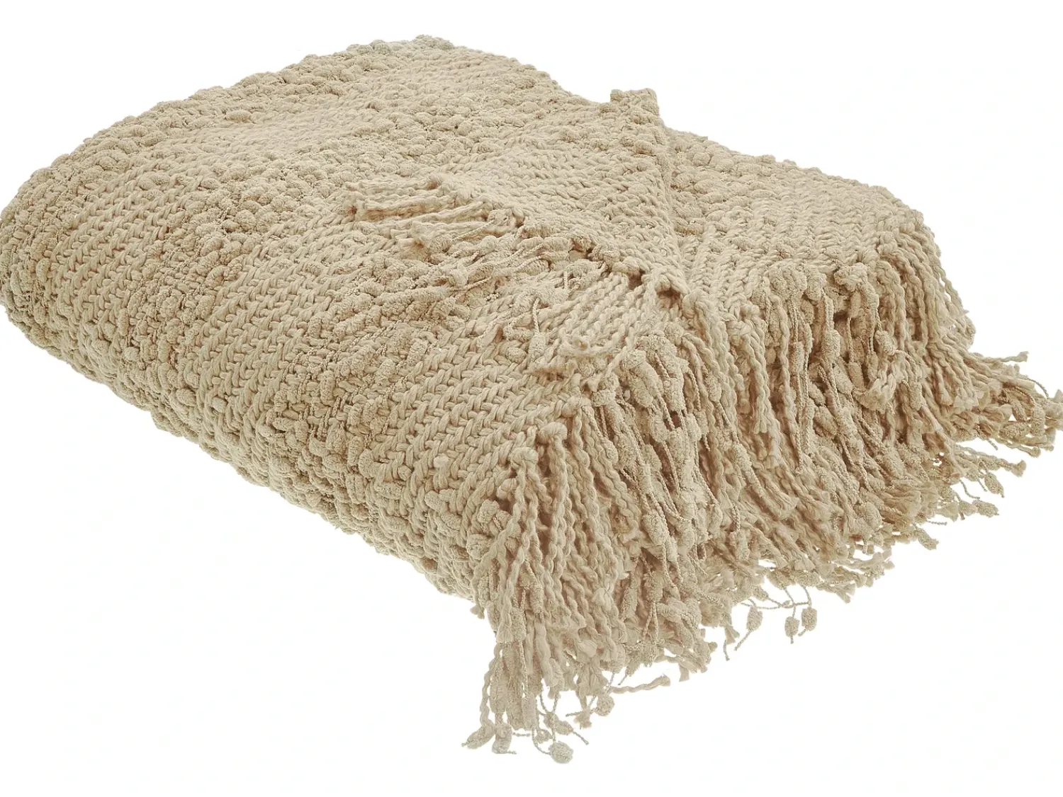 New Beliani Coperta VELLA Cotone 150 x 200 cm Beige