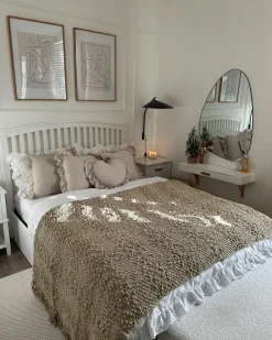 New Beliani Coperta VELLA Cotone 150 x 200 cm Beige