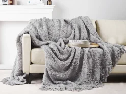 Online Beliani Coperta VELLA Cotone Grigio