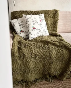 Clearance Beliani Coperta VELLA Cotone oliva Verde