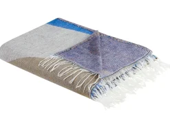 Online Beliani Coperta YALADI Tessuto 130 x 170 cm Multicolore Beige Blu Grigio Nero Multicolore