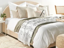 Best Beliani Coperta YAMALAK Tessuto 130 x 150 cm Grigio chiaro Bianco Grigio