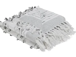 Best Beliani Coperta YAMALAK Tessuto 130 x 150 cm Grigio chiaro Bianco Grigio