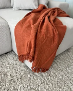 Beliani Coperta YARSA Cotone 125 x 150 cm Rosso