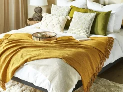 Outlet Beliani Coperta YARSA Cotone 125 x 150 cm Senape Giallo