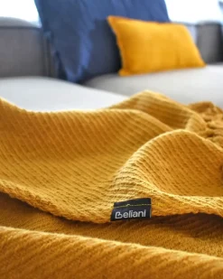 Outlet Beliani Coperta YARSA Cotone 125 x 150 cm Senape Giallo