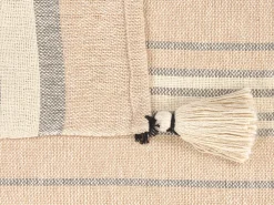 New Beliani Coperta YARSELI Cotone 130 x 170 cm Beige Beige Bianco Nero