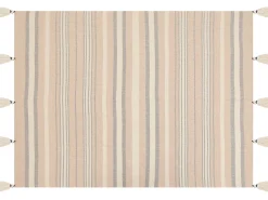New Beliani Coperta YARSELI Cotone 130 x 170 cm Beige Beige Bianco Nero