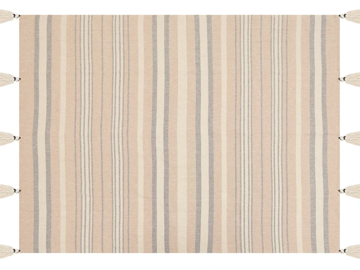 New Beliani Coperta YARSELI Cotone 130 x 170 cm Beige Beige Bianco Nero