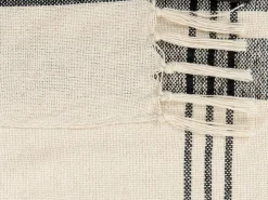 New Beliani Coperta YUVALI Cotone 130 x 170 cm Bianco Bianco Nero
