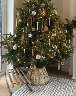 Discount Beliani Copri base per albero di Natale AVENT Rattan Naturale 50 cm Beige Naturale