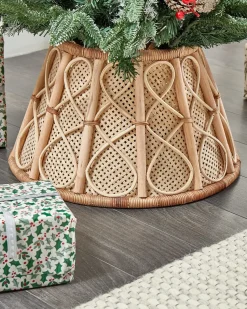 Discount Beliani Copri base per albero di Natale AVENT Rattan Naturale 50 cm Beige Naturale