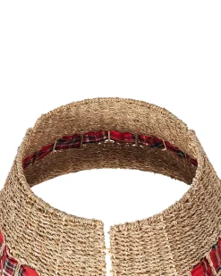 Beliani Copri base per albero di Natale MARCHE Alghe marine Naturale Beige Naturale Rosso