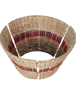 Beliani Copri base per albero di Natale MARCHE Alghe marine Naturale Beige Naturale Rosso