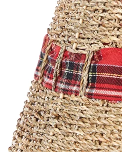 Beliani Copri base per albero di Natale MARCHE Alghe marine Naturale Beige Naturale Rosso