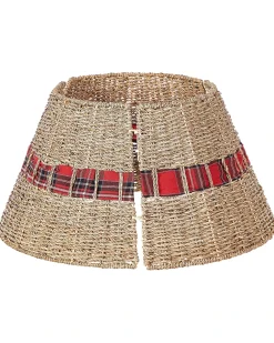 Beliani Copri base per albero di Natale MARCHE Alghe marine Naturale Beige Naturale Rosso