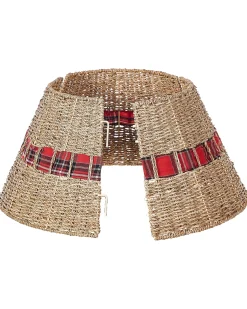 Beliani Copri base per albero di Natale MARCHE Alghe marine Naturale Beige Naturale Rosso
