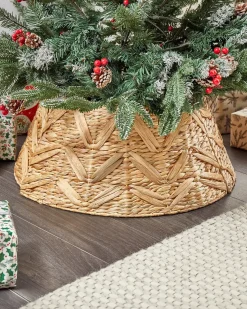 Hot Beliani Copri base per albero di Natale FLATEYRI Giacinto d'acqua Naturale Beige Naturale