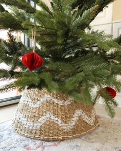 New Beliani Copri base per albero di Natale HIVER Alghe marine Naturale Bianco Naturale