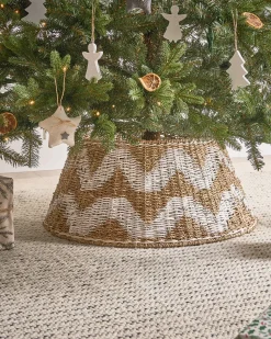 New Beliani Copri base per albero di Natale HIVER Alghe marine Naturale Bianco Naturale