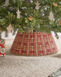 Online Beliani Copri base per albero di Natale NEIGE Alghe marine Naturale Naturale Rosso