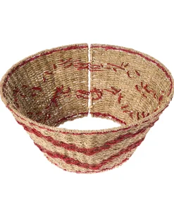 Sale Beliani Copri base per albero di Natale HIVER Alghe marine Rosso Naturale Rosso